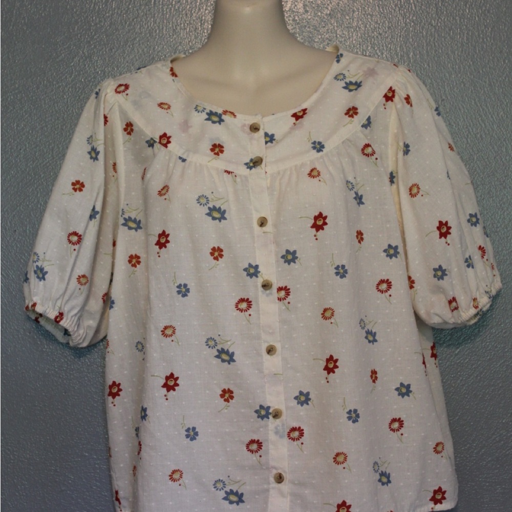 Madewell White Floral Blouse